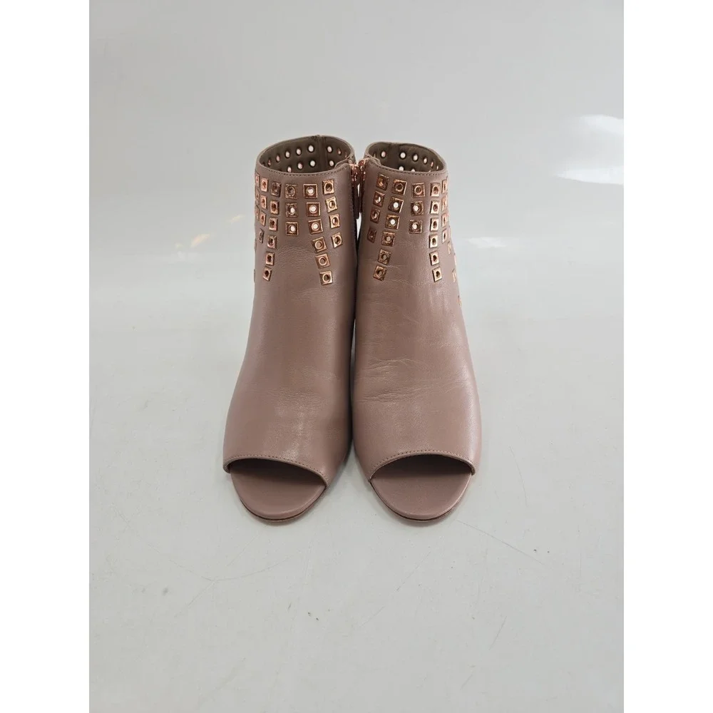 Donald Pliner Janesp Peep-toe Booties Beige Leather with Stud Details Sz 8.5‎